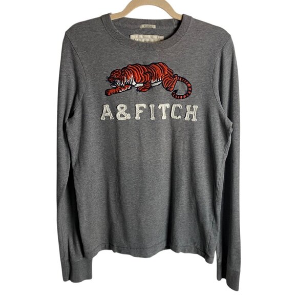 Abercrombie & Fitch Other - Vintage Abercrombie & Fitch Men's M Muscle Grey T-Shirt Embroidered Tiger Y2K